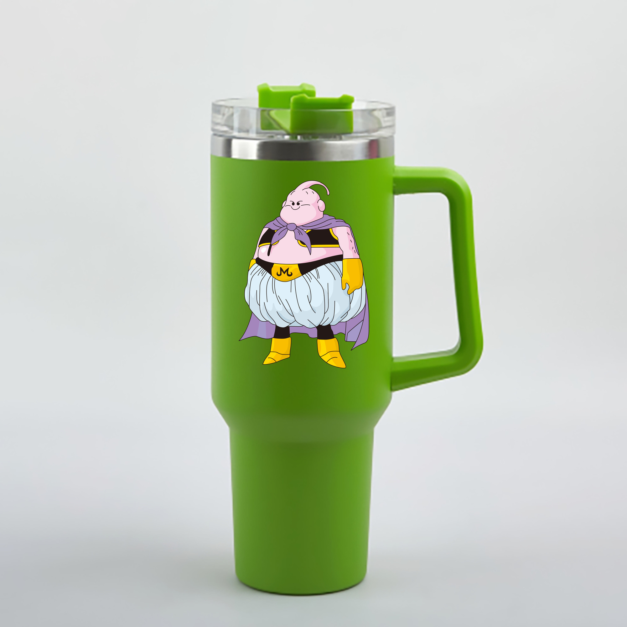 （画像用） ドラゴンボール 魔人ブウ DRAGON BALL Majin Buu 1200mL車用タンブラー - クリスタルステッカー（プラスチックストロー付き）